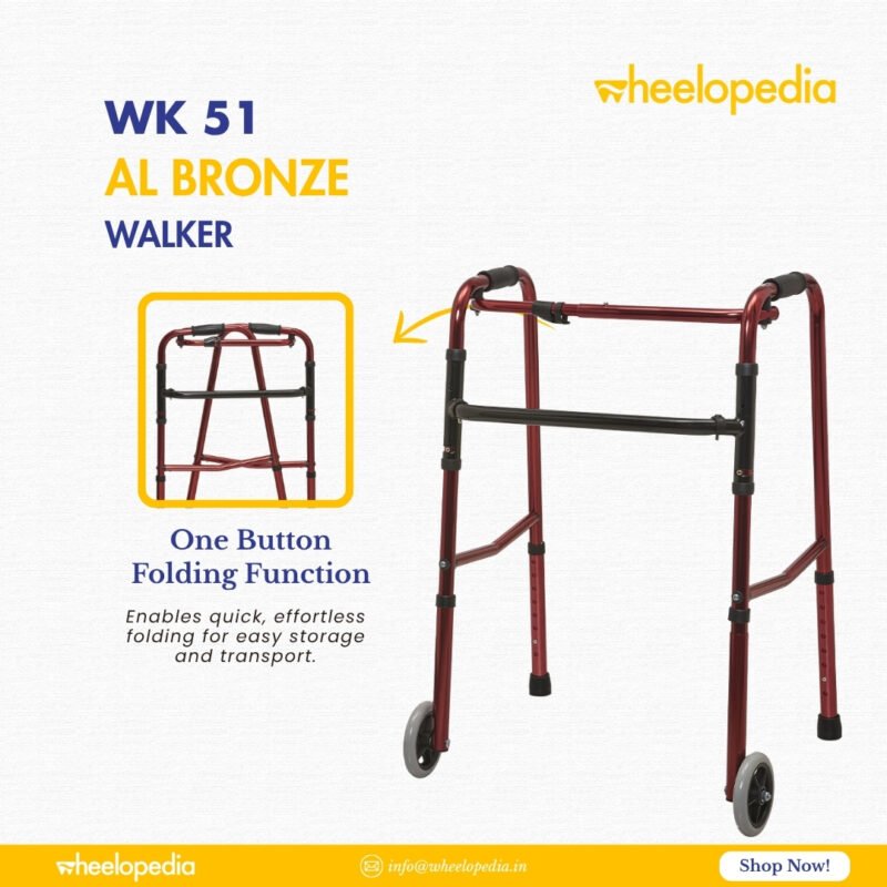 WK 51 AL-Bronze Aluminium Height Adjustable Walker with Wheel