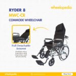 Ryder 8 Steel Hydraulic Recline Foldable Commode Wheelchair Ryder 8 Steel Hydraulic Recline Foldable Commode Wheelchair
