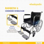 Rainbow 6 Steel Chrome Square Bucket Foldable Commode Wheelchair