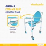 Auqa 5 Steel Foldable Injection Moulded With Wheel Commode Chair