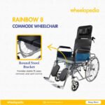 Rainbow 8 Steel Chrome Recline Detachable Commode Wheelchair Rainbow 8 Steel Chrome Recline Detachable Commode Wheelchair