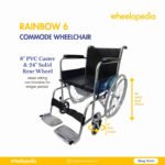 Rainbow 6 Steel Chrome Square Bucket Foldable Commode Wheelchair