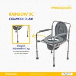 Rainbow 2C Steel Chrome Height Adjustable Foldable Commode Chair