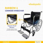 Rainbow 6 Steel Chrome Square Bucket Foldable Commode Wheelchair
