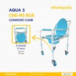 Auqa 5 Steel Foldable Injection Moulded With Wheel Commode Chair