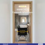 Rainbow 6 Steel Chrome Square Bucket Foldable Commode Wheelchair